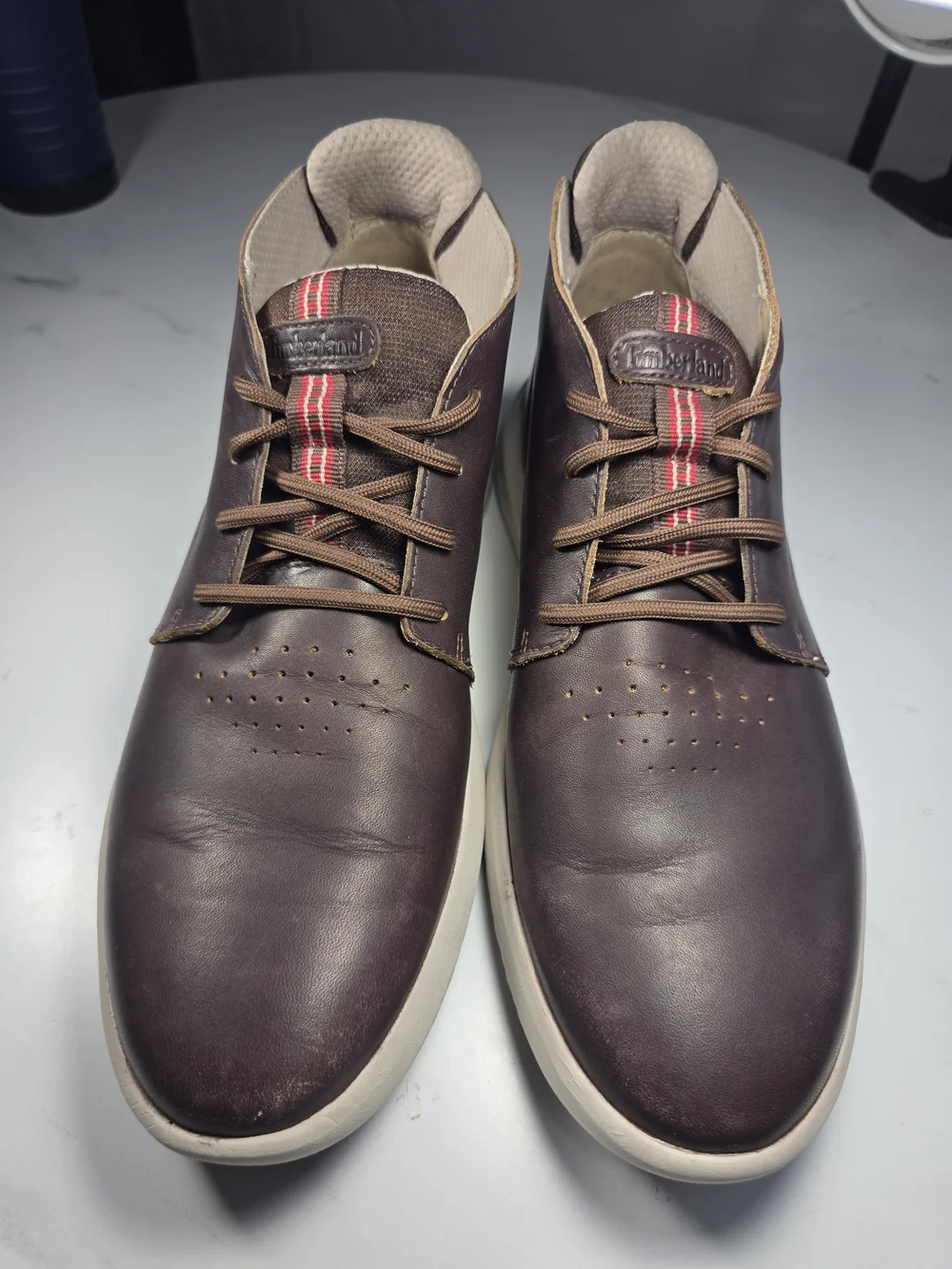 Timberland Size 10 Men's Brastreet Ultra Leather Dark Brown Chukka Boots